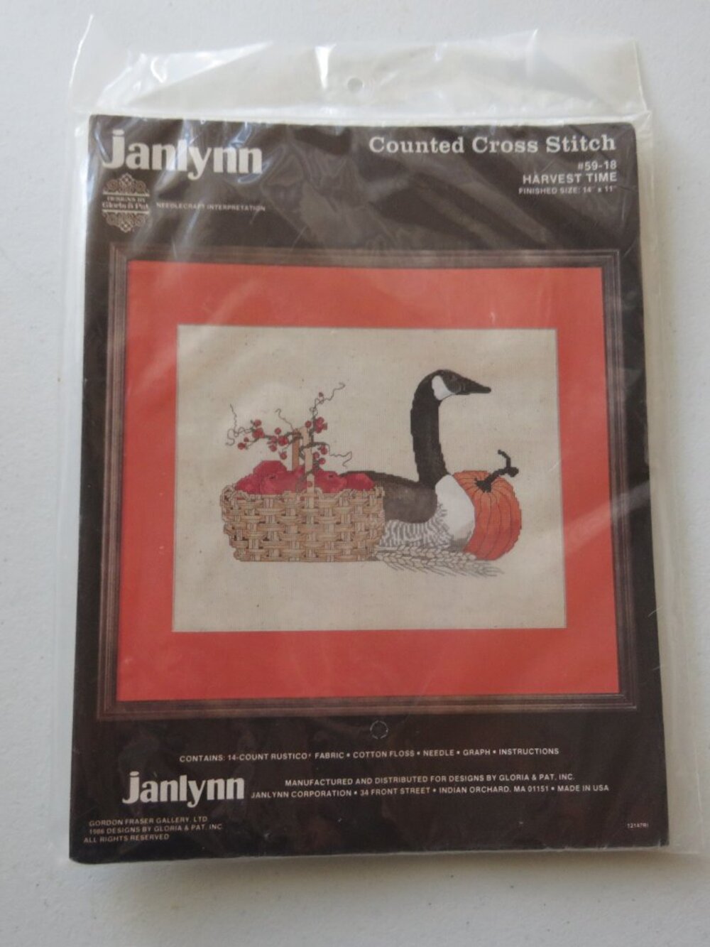 HARVEST TIME Janlynn Counted Cross Stitch Vintage Kit #59-18, 1986